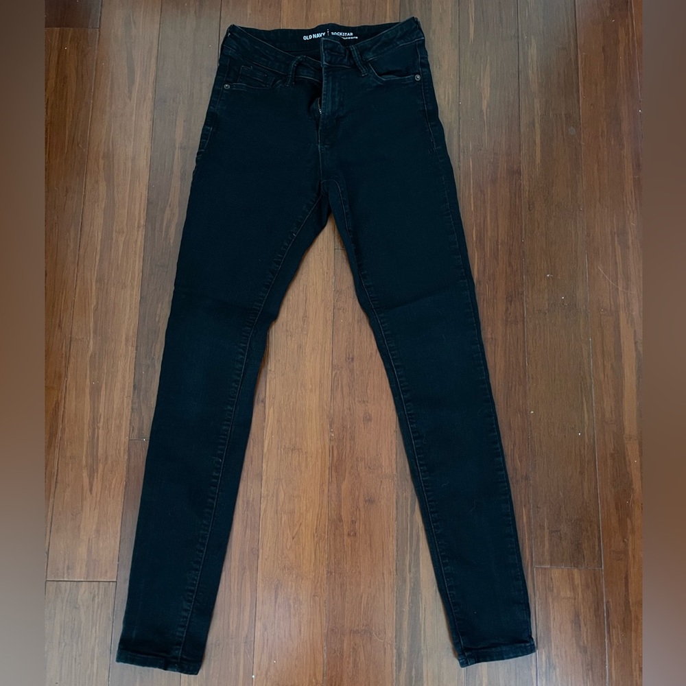 Old Navy “Rockstar” Style Mid-Rise Black Jeans Size 4 Long